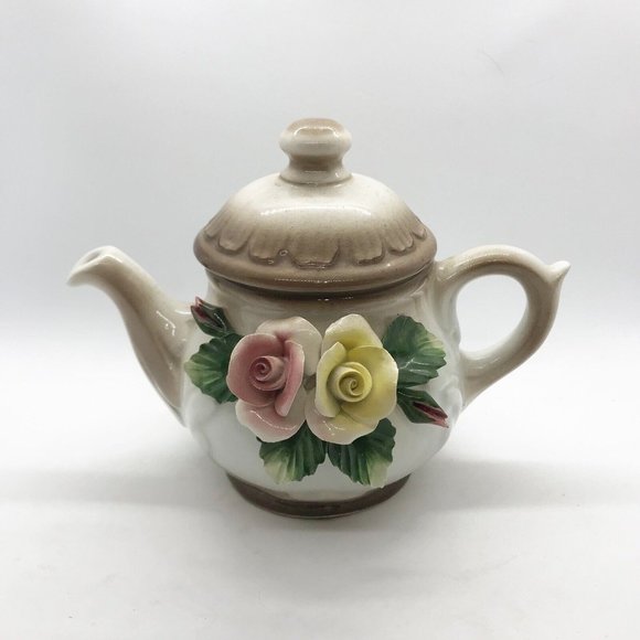 Capodimonte Kitchen Vintage Nuavo Capodimonte Teapot Pink And